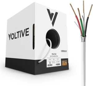 Voltive 20/4 Shielded Low Voltage Wire, Riser CL3R, White, 500ft - 20AWG, 4 Conductors, Overall Shield, Stranded Bare Copper, UL Listed - V-1306-1 Voltive 20/4 Shielded Low Voltage Wire, Riser CL3R, White, 500ft - 20AWG, 4 Conductors, Overall Shield, Stranded Bare Copper, UL Listed - V-1306-1
