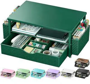 Spacrea Desk Organizer and Accessories, Computer Monitor Stand Riser with Drawer and 2 Pen Holders, Office Desk Accessories & Workspace Organizers for Office Supplies (Dark Green) Spacrea Desk Organizer and Accessories, Computer Monitor Stand Riser with Drawer and 2 Pen Holders, Office Desk Accessories & Workspace Organizers for Office Supplies (Dark Green)