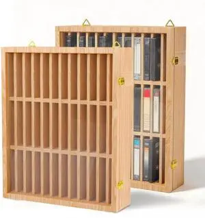 2 Pack Cassette Tape Storage Case, 72-Slot Wood Cassette Rack, Wooden Cassette Tape Holder, Wall Mount or Freestanding Audio Cassette Organizer, Playing Card Storage (WoodColor) 2 Pack Cassette Tape Storage Case, 72-Slot Wood Cassette Rack, Wooden Cassette Tape Holder, Wall Mount or Freestanding Audio Cassette Organizer, Playing Card Storage (WoodColor)