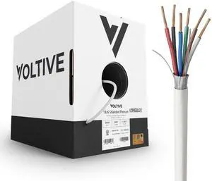Voltive 18/6 Shielded Low Voltage Wire, Plenum CL3P, White, 500ft - 18AWG, 6 Conductors, Overall Shield, Stranded Bare Copper, UL Listed - V-1287-1 Voltive 18/6 Shielded Low Voltage Wire, Plenum CL3P, White, 500ft - 18AWG, 6 Conductors, Overall Shield, Stranded Bare Copper, UL Listed - V-1287-1