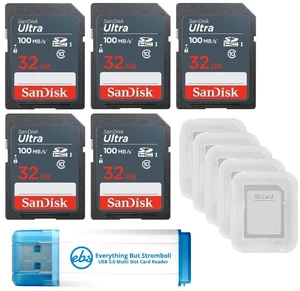 SanDisk 32GB Ultra SD Memory Card 5 Pack UHS-I Class 10 Works with DSLRs SanDisk 32GB Ultra SD Memory Card 5 Pack UHS-I Class 10 Works with DSLRs