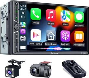 7" Double Din Car Stereo Compatible with Wireless Apple CarPlay & Android Auto, Dash Cam & Backup Camera, 240W 4.2-CH Dual Subwoofer Out, Bluetooth 5.3, Mirrorlink, FM/AM Car Radio 7" Double Din Car Stereo Compatible with Wireless Apple CarPlay & Android Auto, Dash Cam & Backup Camera, 240W 4.2-CH Dual Subwoofer Out, Bluetooth 5.3, Mirrorlink, FM/AM Car Radio