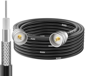 YTXCABLE RG8X Coaxial Cable Optional, PL-259 Male UHF Connector Jumper Cable, Low Loss 50 Ohm for CB HAM Radio, HF VHF Radio, Antenna Analyzer, SWR Meter (PL259 to PL259 RG8x, 30FT) YTXCABLE RG8X Coaxial Cable Optional, PL-259 Male UHF Connector Jumper Cable, Low Loss 50 Ohm for CB HAM Radio, HF VHF Radio, Antenna Analyzer, SWR Meter (PL259 to PL259 RG8x, 30FT)