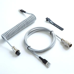 GUNMJO Pro Custom Premium Coiled USB C Cable for Gaming Keyboard, Double-Sleeved Mechanical Keyboard Cable with Detachable Metal Aviator, 1.5M USB-C to USB-A, Marble Gray Color GUNMJO Pro Custom Premium Coiled USB C Cable for Gaming Keyboard, Double-Sleeved Mechanical Keyboard Cable with Detachable Metal Aviator, 1.5M USB-C to USB-A, Marble Gray Color