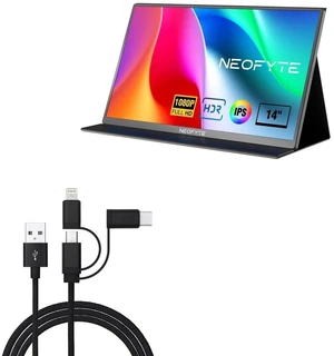 BoxWave Cable Compatible with NEOFYTE Portable Monitor for Laptop T14P (14 in) - AllCharge 3-in-1 Cable - Jet Black BoxWave Cable Compatible with NEOFYTE Portable Monitor for Laptop T14P (14 in) - AllCharge 3-in-1 Cable - Jet Black