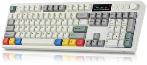 BOYI K104Pro Mechanical Keyboard with 2.2" Screen&Media Knob,QMK/VIA Custom BT5.0/2.4GHz/Type-C Gasket Mounted Hot Swap RGB Full Size Creamy Wireless Keyboard NKRO Gaming Keyboard for PC/Mac(Re BOYI K104Pro Mechanical Keyboard with 2.2" Screen&Media Knob,QMK/VIA Custom BT5.0/2.4GHz/Type-C Gasket Mounted Hot Swap RGB Full Size Creamy Wireless Keyboard NKRO Gaming Keyboard for PC/Mac(Re