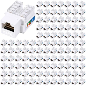 Tellegloww 120 Pack Cat6 Rj45 Keystone Jacks Bulk 90 Degree Punch Down Keystone Jack Ethernet Modular Connectors for Patch Panel and Wall Plate, White Tellegloww 120 Pack Cat6 Rj45 Keystone Jacks Bulk 90 Degree Punch Down Keystone Jack Ethernet Modular Connectors for Patch Panel and Wall Plate, White