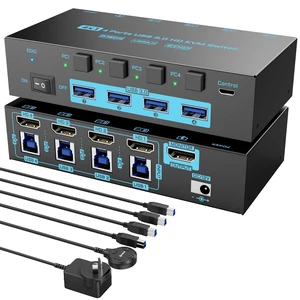 8K HDMI 2.1 KVM Switch 4 Computers 1 Monitor 4 Port 4 in 1 Out for 4 PCs 8K HDMI 2.1 KVM Switch 4 Computers 1 Monitor 4 Port 4 in 1 Out for 4 PCs