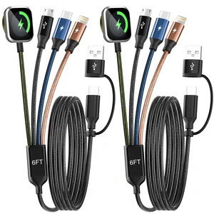 Travel Essentials 4in2 Multi Charging Cable for iPhone Watch Charger,2PK6FT Travel Essentials 4in2 Multi Charging Cable for iPhone Watch Charger,2PK6FT