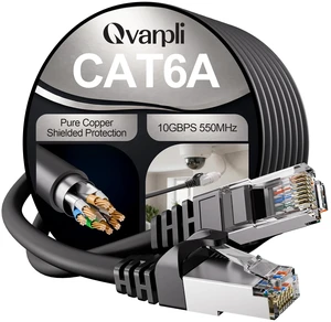 10Gbps Shielded Cat 6A Ethernet Cable 100FT, Pure Copper Cat6A Cable, Black 10Gbps Shielded Cat 6A Ethernet Cable 100FT, Pure Copper Cat6A Cable, Black