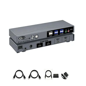 CKLau USB-C MST KVM Switch for 2 Computers and 2 Monitors, Dual 4K@60Hz, One USB-C Cable per Computer, Windows Extended Display, USB 3.0 Hub CKLau USB-C MST KVM Switch for 2 Computers and 2 Monitors, Dual 4K@60Hz, One USB-C Cable per Computer, Windows Extended Display, USB 3.0 Hub