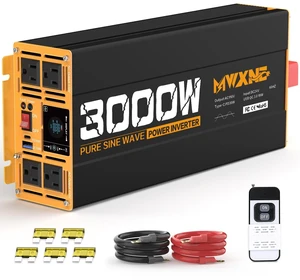 MWXNE 3000W Pure Sine Wave Inverter 24V DC to 110V 120V AC Converter for RV Truck Home Off-Grid Solar Power Inverter with Type-C PD30W/USB Port QC3.0 Quick Charging, 4 AC Outlets, Remote Control MWXNE 3000W Pure Sine Wave Inverter 24V DC to 110V 120V AC Converter for RV Truck Home Off-Grid Solar Power Inverter with Type-C PD30W/USB Port QC3.0 Quick Charging, 4 AC Outlets, Remote Control