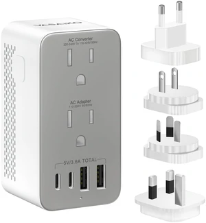 VASAIKO 1200W Voltage Converter US to Europe, 6 in 1 220V to 110V Converter for European Travel, Universal Travel Adapter with 2 USB-A 2 USB-C Port & UK/AU/US/IT/European Travel Plug Adapters, Gray VASAIKO 1200W Voltage Converter US to Europe, 6 in 1 220V to 110V Converter for European Travel, Universal Travel Adapter with 2 USB-A 2 USB-C Port & UK/AU/US/IT/European Travel Plug Adapters, Gray