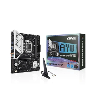 ASUS B760M-AYW WiFi D4 II Intel B760 (LGA 1700) microATX mATX Motherboard, PCIe 5.0 x16 Support, Two M.2 Slots, DDR4, Realtek 2.5Gb Ethernet, Wi-Fi 6, HDMI, SATA 6 Gbps, Front USB 5Gbps, Aura S ASUS B760M-AYW WiFi D4 II Intel B760 (LGA 1700) microATX mATX Motherboard, PCIe 5.0 x16 Support, Two M.2 Slots, DDR4, Realtek 2.5Gb Ethernet, Wi-Fi 6, HDMI, SATA 6 Gbps, Front USB 5Gbps, Aura S
