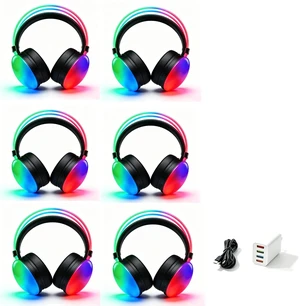 SWTGTEM Silent Disco Headphone,40mm Speakers LED Lights,Adjustable Headband Breathable 3 LED Channels, Support Wireless Connect,for Fitness,Yoga,Party,HI-FI Stereo,(6pcs Headphones) SWTGTEM Silent Disco Headphone,40mm Speakers LED Lights,Adjustable Headband Breathable 3 LED Channels, Support Wireless Connect,for Fitness,Yoga,Party,HI-FI Stereo,(6pcs Headphones)