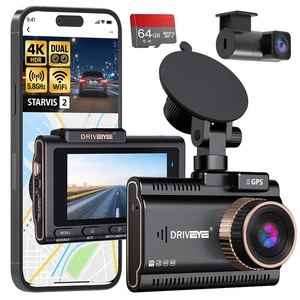 Dual Dash Cam Front and Rear Wireless, 4K+2K Car Dash Camera with STARVIS 2 Sensor, WiFi, HDR Night Vision, 3" IPS Screen, Built-in GPS, Voice Control, 64GB SD Card Included, 24H Parking Mode Dual Dash Cam Front and Rear Wireless, 4K+2K Car Dash Camera with STARVIS 2 Sensor, WiFi, HDR Night Vision, 3" IPS Screen, Built-in GPS, Voice Control, 64GB SD Card Included, 24H Parking Mode