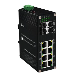 Industrial 8 Ports L2 Managed Gigabit Fiber Switch with 4 1000Base-X SFP Slots Layer 2+ Web Management Din Rail Mount Network Switch Support QOS, VLAN, Ring Network, IGMP 12-48V DC Input Industrial 8 Ports L2 Managed Gigabit Fiber Switch with 4 1000Base-X SFP Slots Layer 2+ Web Management Din Rail Mount Network Switch Support QOS, VLAN, Ring Network, IGMP 12-48V DC Input