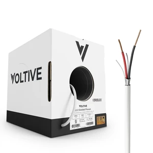 Voltive 22/2 Shielded Low Voltage Wire, Plenum CL3P, White, 500ft - 22AWG, 2 Conductors, Overall Shield, Stranded Bare Copper, UL Listed - V-1252-1 Voltive 22/2 Shielded Low Voltage Wire, Plenum CL3P, White, 500ft - 22AWG, 2 Conductors, Overall Shield, Stranded Bare Copper, UL Listed - V-1252-1
