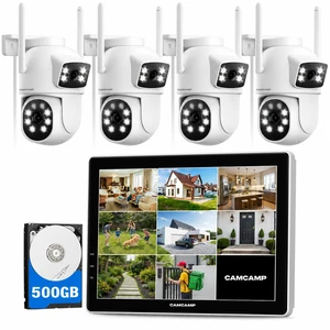 Camcamp Wireless Security Camera System with 10.1" Monitor, Dual Lens PTZ CCTV Camera Security System, 10CH Expandable 4K NVR,Auto Tracking, No Subscription for Outdoor Indoor, 5G & 2.4G WiFi Camcamp Wireless Security Camera System with 10.1" Monitor, Dual Lens PTZ CCTV Camera Security System, 10CH Expandable 4K NVR,Auto Tracking, No Subscription for Outdoor Indoor, 5G & 2.4G WiFi