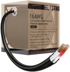 16 Gauge 2 Conductor Speaker Wire 500 Ft Easy-Pull Box, 16 AWG CCA CL2 Low Voltage Parallel DC Hookup Alarm Cable, Outdoor UV Resistant in-Wall for LED Security Systems Home Theater Car Audio-Black 16 Gauge 2 Conductor Speaker Wire 500 Ft Easy-Pull Box, 16 AWG CCA CL2 Low Voltage Parallel DC Hookup Alarm Cable, Outdoor UV Resistant in-Wall for LED Security Systems Home Theater Car Audio-Black
