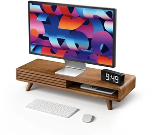 Tinamo 24" Wood Monitor Stand Riser with Sliding Door and Cable Management Tinamo 24" Wood Monitor Stand Riser with Sliding Door and Cable Management