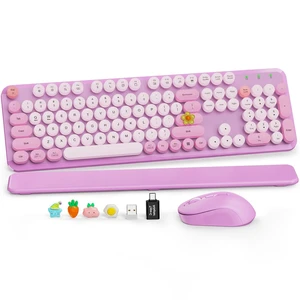 Wireless Keyboard and Mouse, Round Keycaps, Magnetic Wrist Rest, Lilac Wireless Keyboard and Mouse, Round Keycaps, Magnetic Wrist Rest, Lilac