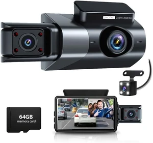 Dash Cam Front and Rear, 1080P Dual Dash Camera, WiFi & App Control, IR Night Vision, 170 Wide Angle, G-Sensor, Parking Mode, 24/7 Loop Recording, 64GB Micro SD Card Included Black Dash Cam Front and Rear, 1080P Dual Dash Camera, WiFi & App Control, IR Night Vision, 170 Wide Angle, G-Sensor, Parking Mode, 24/7 Loop Recording, 64GB Micro SD Card Included Black