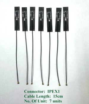 Dual Band WiFi Antenna, 2.4GHz/5GHz FPC, IPEX1 Connector with Various Cable Length, 7-Pack, Black (15CM Cable Length) Dual Band WiFi Antenna, 2.4GHz/5GHz FPC, IPEX1 Connector with Various Cable Length, 7-Pack, Black (15CM Cable Length)