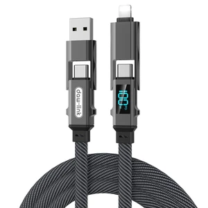 DAW-LINK 4-in-1 Fast Charging Cable, Dual Input USB-C & USB-A with Dual USB-C Output, 100W Power Delivery Multi Charging Cable for Compatible Smartphones, Tablets and USB-C Devices DAW-LINK 4-in-1 Fast Charging Cable, Dual Input USB-C & USB-A with Dual USB-C Output, 100W Power Delivery Multi Charging Cable for Compatible Smartphones, Tablets and USB-C Devices