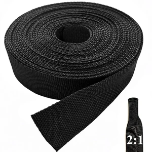 Heat Shrink Braided Cable Sleeve, 25ft 3/4" Wire Management Cord Protector Heat Shrink Braided Cable Sleeve, 25ft 3/4" Wire Management Cord Protector