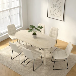 63 Inch Dining Table Set for 4 / 6,Modern Wood Dining Table,Leather Dining Chairs 4 / 6,Table and Chairs Set of 4 / 6,Ideal for Kitchen Dining Room 63 Inch Dining Table Set for 4 / 6,Modern Wood Dining Table,Leather Dining Chairs 4 / 6,Table and Chairs Set of 4 / 6,Ideal for Kitchen Dining Room
