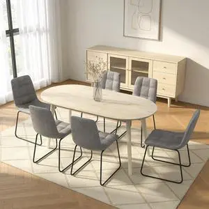 63 Inch Dining Table Set for 4 / 6,Modern Wood Dining Table,Leather Dining Chairs 4 / 6,Table and Chairs Set of 4 / 6,Ideal for Kitchen Dining Room 63 Inch Dining Table Set for 4 / 6,Modern Wood Dining Table,Leather Dining Chairs 4 / 6,Table and Chairs Set of 4 / 6,Ideal for Kitchen Dining Room