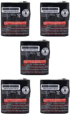 Karier 5 Pack 3.6V 700mAh Replacement Two-Way Radio Battery for Motorola 53615 m53615 KEBT-071-A KEBT-071-B KEBT-071-C KEBT-071-D Talkabout Radio MR350 MJ270 EM1000 T5000 FV500 FV800 T5950 T6000 Karier 5 Pack 3.6V 700mAh Replacement Two-Way Radio Battery for Motorola 53615 m53615 KEBT-071-A KEBT-071-B KEBT-071-C KEBT-071-D Talkabout Radio MR350 MJ270 EM1000 T5000 FV500 FV800 T5950 T6000