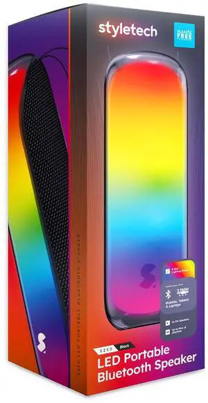 styletech Portable Bluetooth Speaker with Front Face Full LED styletech Portable Bluetooth Speaker with Front Face Full LED