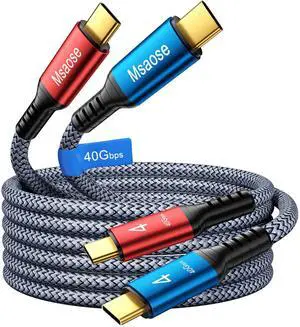 Msaose Braided Thunderbolt 4 Cable 6.6 FT 2 Pack Compatible, 40Gbps, 240W PD, 8K@60Hz / 4K@144Hz, Dual 4K for Mac mini, iPhone 17, MacBook Pro M4 M5 / Air, SSD, Docking, eGPU, XPS, USB4 Msaose Braided Thunderbolt 4 Cable 6.6 FT 2 Pack Compatible, 40Gbps, 240W PD, 8K@60Hz / 4K@144Hz, Dual 4K for Mac mini, iPhone 17, MacBook Pro M4 M5 / Air, SSD, Docking, eGPU, XPS, USB4