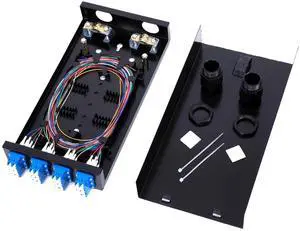 GESD Duplex Fiber Enclosure with 24 Port LC-OS1 Box, LC-OS1 Cables, Wall Mount, Includes 1m SM Pigtail, 12 Port LGX Panel GESD Duplex Fiber Enclosure with 24 Port LC-OS1 Box, LC-OS1 Cables, Wall Mount, Includes 1m SM Pigtail, 12 Port LGX Panel