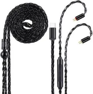 USB-C to Dual 2pin (0.78mm) IEM Balance Earbud Cable, 8-Core OCC Silver-Plated HiFi Earphone Cable, Ultra-Flexible Digital Audio Upgrade for In-Ear Headphones, In-line Control (1.3m, Black) USB-C to Dual 2pin (0.78mm) IEM Balance Earbud Cable, 8-Core OCC Silver-Plated HiFi Earphone Cable, Ultra-Flexible Digital Audio Upgrade for In-Ear Headphones, In-line Control (1.3m, Black)