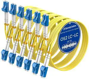 SpeedyCables- OS2 LC to LC Fiber Patch Cable 5M 6-Pack, 1G/10Gb 9/125um Single Mode Duplex SMF Fiber Optic Cable Cord LSZH(Yellow) - 5M 6Pack SpeedyCables- OS2 LC to LC Fiber Patch Cable 5M 6-Pack, 1G/10Gb 9/125um Single Mode Duplex SMF Fiber Optic Cable Cord LSZH(Yellow) - 5M 6Pack
