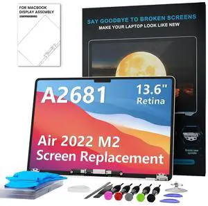 AWGUKQT Replacement Screen 13.6" for MacBook Air 13 inch M2 2022 A2681 (Model: EMC 4074) Full LCD 2560x1664 Display Assembly with Fix Kit (Midnight) AWGUKQT Replacement Screen 13.6" for MacBook Air 13 inch M2 2022 A2681 (Model: EMC 4074) Full LCD 2560x1664 Display Assembly with Fix Kit (Midnight)
