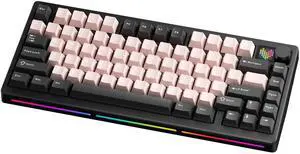KEEBMONKEY PMOKEY P75 75% Wireless Mechanical Keyboard, Tri-Mode RGB Gaming Keyboard with Dot-Matrix Display, Aluminum Alloy Body, Volume Knob, Up to 10000mAh Battery (Standard Black Pink) KEEBMONKEY PMOKEY P75 75% Wireless Mechanical Keyboard, Tri-Mode RGB Gaming Keyboard with Dot-Matrix Display, Aluminum Alloy Body, Volume Knob, Up to 10000mAh Battery (Standard Black Pink)