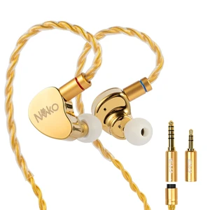 CVJ Neko IEM Wired Gaming Earbuds, 10mm Dynamic Driver HiFi in-Ear Monitors with 3.5 & 4.4mm Plugs, Deep Bass Headphones with Detachable Silver-Plated Cable for Audiophiles, Singers, Musicians - Gold CVJ Neko IEM Wired Gaming Earbuds, 10mm Dynamic Driver HiFi in-Ear Monitors with 3.5 & 4.4mm Plugs, Deep Bass Headphones with Detachable Silver-Plated Cable for Audiophiles, Singers, Musicians - Gold