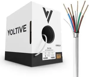 Voltive 22/6 Shielded Low Voltage Wire, Plenum CL3P, White, 500ft - 22AWG, 6 Conductors, Overall Shield, Stranded Bare Copper, UL Listed - V-1312-1 Voltive 22/6 Shielded Low Voltage Wire, Plenum CL3P, White, 500ft - 22AWG, 6 Conductors, Overall Shield, Stranded Bare Copper, UL Listed - V-1312-1