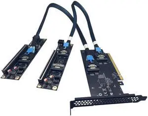Sintech PCI-e 4.0 16X to 2 Ports PCIe 8X/16X Expansion Card,PCIe Bifurcation x16 to x8x8 Split Card with SlimSAS 8I Cable 75cm Sintech PCI-e 4.0 16X to 2 Ports PCIe 8X/16X Expansion Card,PCIe Bifurcation x16 to x8x8 Split Card with SlimSAS 8I Cable 75cm