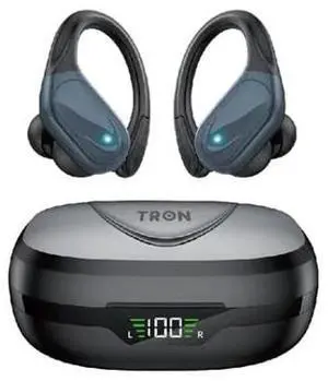 TRON Wireless Earbuds Bluetooth Headphones, Sport Earbuds with Stereo Deep Bass, Over-Ear Hooks, ENC Noise-Cancelling Mic, Waterproof Earphones for Workout/Running Black, TR58 TRON Wireless Earbuds Bluetooth Headphones, Sport Earbuds with Stereo Deep Bass, Over-Ear Hooks, ENC Noise-Cancelling Mic, Waterproof Earphones for Workout/Running Black, TR58