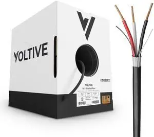 Voltive 18/3 Shielded Low Voltage Wire, Riser CL3R, Black, 500ft - 18AWG, 3 Conductors, Overall Shield, Stranded Bare Copper, UL Listed - V-1254-2 Voltive 18/3 Shielded Low Voltage Wire, Riser CL3R, Black, 500ft - 18AWG, 3 Conductors, Overall Shield, Stranded Bare Copper, UL Listed - V-1254-2
