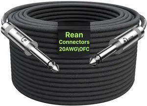 Guitar Cable 100 ft, 20AWG 99.99% OFC - A Must for Long Instrument Cable, Nylon Braided Anti-Kinking Kevlar-Reinforced 1/4 Cord, Neutrik REAN Connector, Shielded Bass Cord for Fender Electric Guitar Guitar Cable 100 ft, 20AWG 99.99% OFC - A Must for Long Instrument Cable, Nylon Braided Anti-Kinking Kevlar-Reinforced 1/4 Cord, Neutrik REAN Connector, Shielded Bass Cord for Fender Electric Guitar