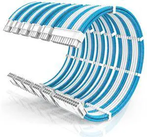 16AWG PSU Cable Extension Kit with Cable Combs,1x24pin ATX/2x8pin(4+4) EPS/3x8pin(6+2) PC Sleeved Cables 30cm Length,Power Supply Extension Cable Kit(Blue/White) 16AWG PSU Cable Extension Kit with Cable Combs,1x24pin ATX/2x8pin(4+4) EPS/3x8pin(6+2) PC Sleeved Cables 30cm Length,Power Supply Extension Cable Kit(Blue/White)