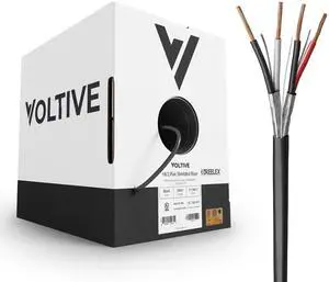 Voltive 18/2 Pair Shielded Low Voltage Wire, Riser CL3R, Black, 500ft - 18AWG, 2 Shielded Twisted Pairs, Stranded Bare Copper, UL Listed - V-1260-2 Voltive 18/2 Pair Shielded Low Voltage Wire, Riser CL3R, Black, 500ft - 18AWG, 2 Shielded Twisted Pairs, Stranded Bare Copper, UL Listed - V-1260-2