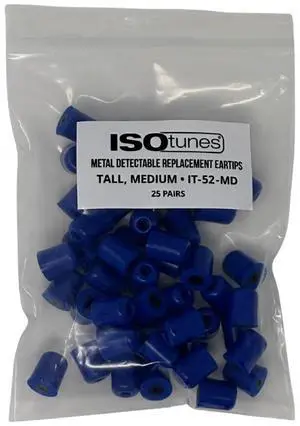 ISOtunes Trilogy Metal Detectable Eartips 25 Pair Bulk Pack (Tall Medium) ISOtunes Trilogy Metal Detectable Eartips 25 Pair Bulk Pack (Tall Medium)