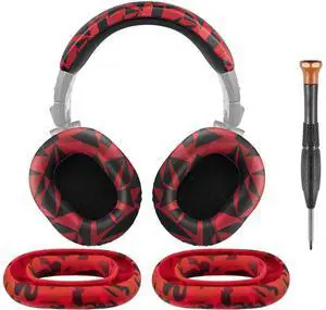 SOULWIT Ear Pads Cushions + Headband + Silicone Earpads Cover Protector, Replacement Kit for ATH M50, M50X, M50XWH, M50XBT, M50XBT2, M50S/LE Headphones, Replacement Repair Part (Red Storm) SOULWIT Ear Pads Cushions + Headband + Silicone Earpads Cover Protector, Replacement Kit for ATH M50, M50X, M50XWH, M50XBT, M50XBT2, M50S/LE Headphones, Replacement Repair Part (Red Storm)